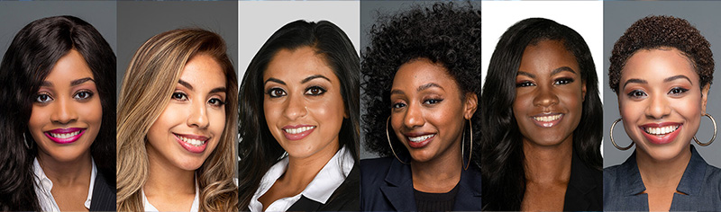 Six headshots of minority women